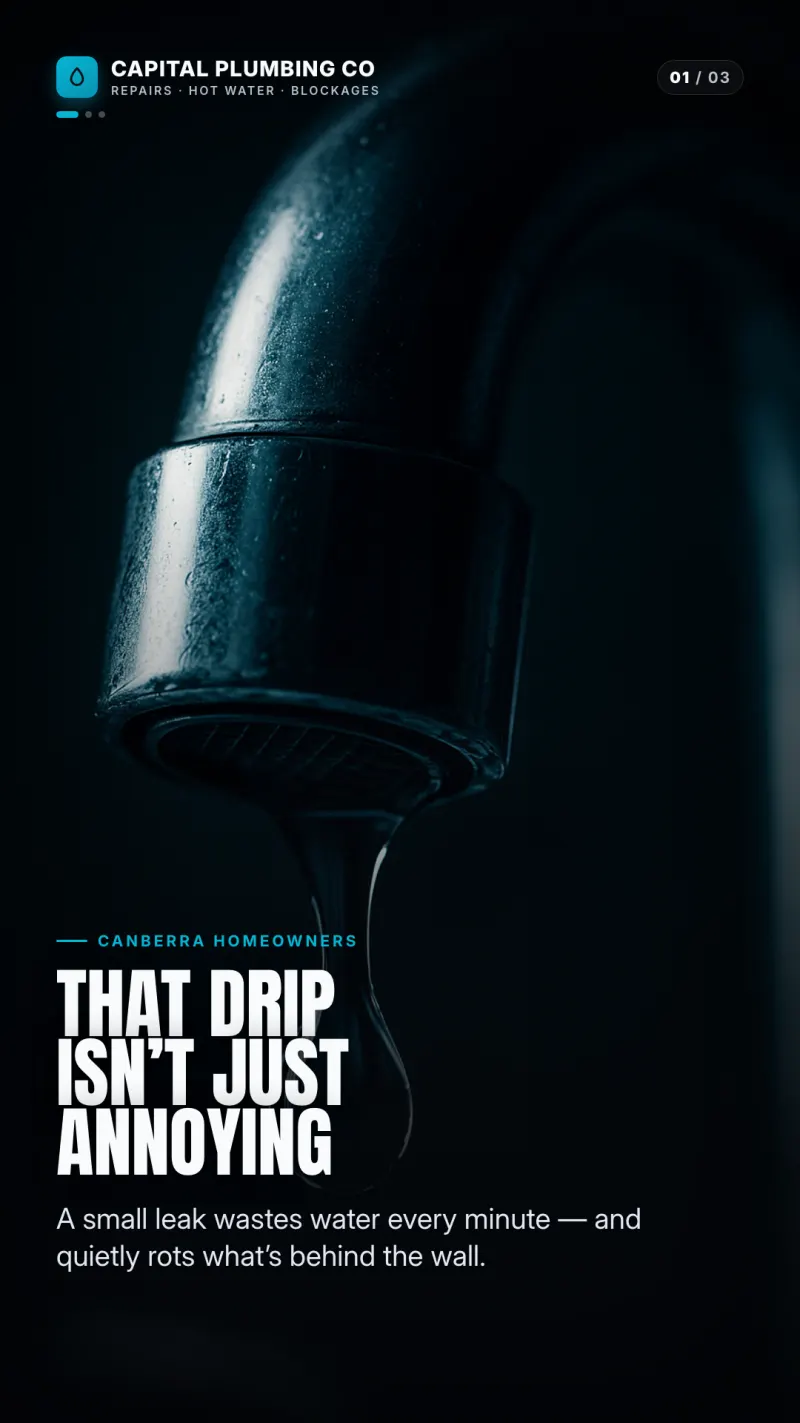 Plumbing concept ad, opening slide.