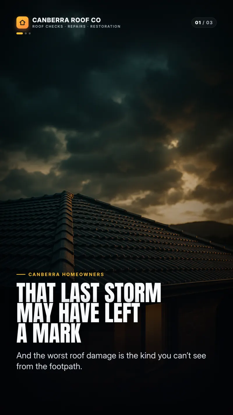 Roofing concept ad, opening slide.